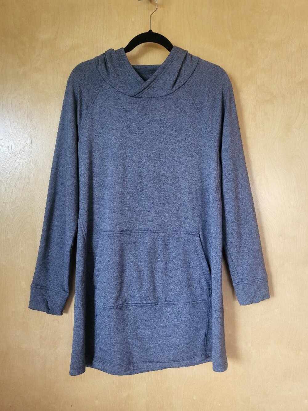 Wool& Everett Hooded Tunic Sweatshirt Aurora Blue Heather Size L